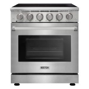 30-in Glass Top 5 burners 4.55-cu ft Convection Oven Freestanding Electric Range Stainless steel