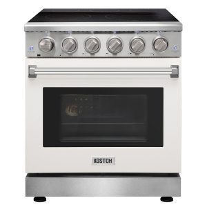 30-in Glass Top 5 burners 4.55-cu ft Convection Oven Freestanding Electric Range White