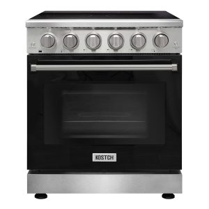 30-in Glass Top 5 burners 4.55-cu ft Convection Oven Freestanding Electric Range Black