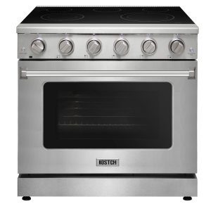 36-in Glass Top 5 burners 6-cu ft Convection Oven Freestanding Electric Range Stainless steel