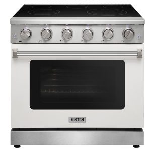 36-in Glass Top 5 burners 6-cu ft Convection Oven Freestanding Electric Range White