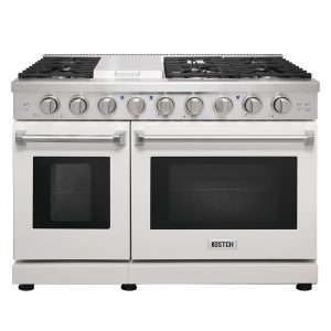 48-in 7 burners 4.6-cu ft / 2.2-cu ft Convection Oven Freestanding Double Oven Gas Range  White