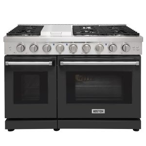 48-in 7 burners 4.6-cu ft / 2.2-cu ft Convection Oven Freestanding Double Oven Gas Range Black