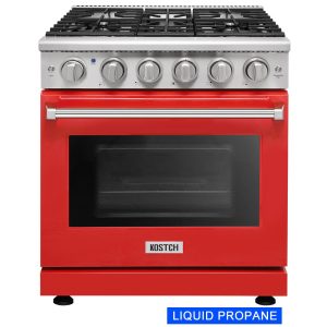 30 inch 5 burners Convection Oven Freestanding Liquid Propane Gas Range  Red