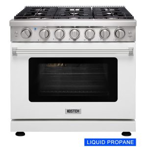 36-in 6 burners 6-cu ft Convection Oven Freestanding Liquid Propane Gas Range  White