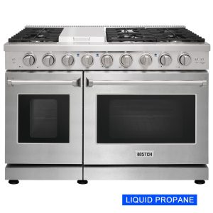 48-in 7 burners Convection Oven Freestanding Liquid Propane Double Oven Gas Range  Stainless steel