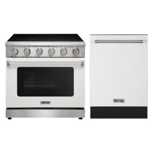 36″ Electric Range & 24″ Built-In Dishwasher Kitchen Appliance Sets – White
