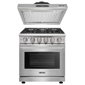 30 inch  Natural Gas Range  5 Burners, 4.55 cu.ft. Oven & 30 inch Under Cabinet Range Hood Sets  Stainless Steel