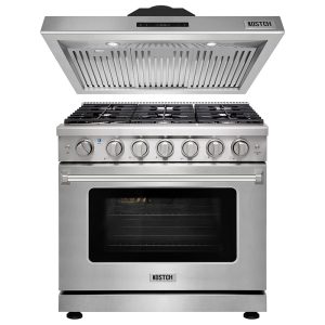 36 inch Natural Gas Range 6 Burners 6.0 cu.ft. Oven & 36 inch Under Cabinet Range Hood Sets Stainless Steel
